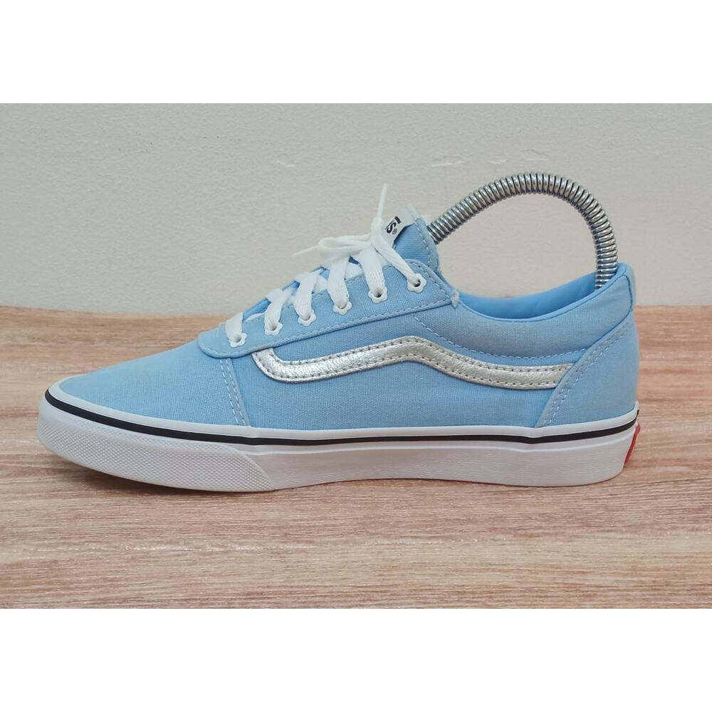 Vans Women's Shoes Ward Metallic Baby Blue/Silver Canvas Skate Size 5 - Picture 3 of 9